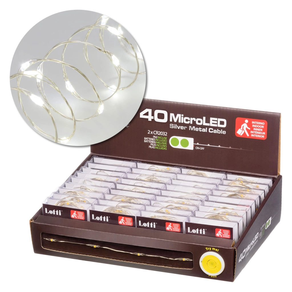 Catena microLED 4m bianco fissa CR2032 multicolor