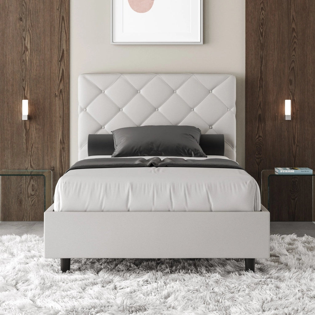 Letto 1 Piazza e Mezzo 120x190 cm Senza Rete Priya Bianco
