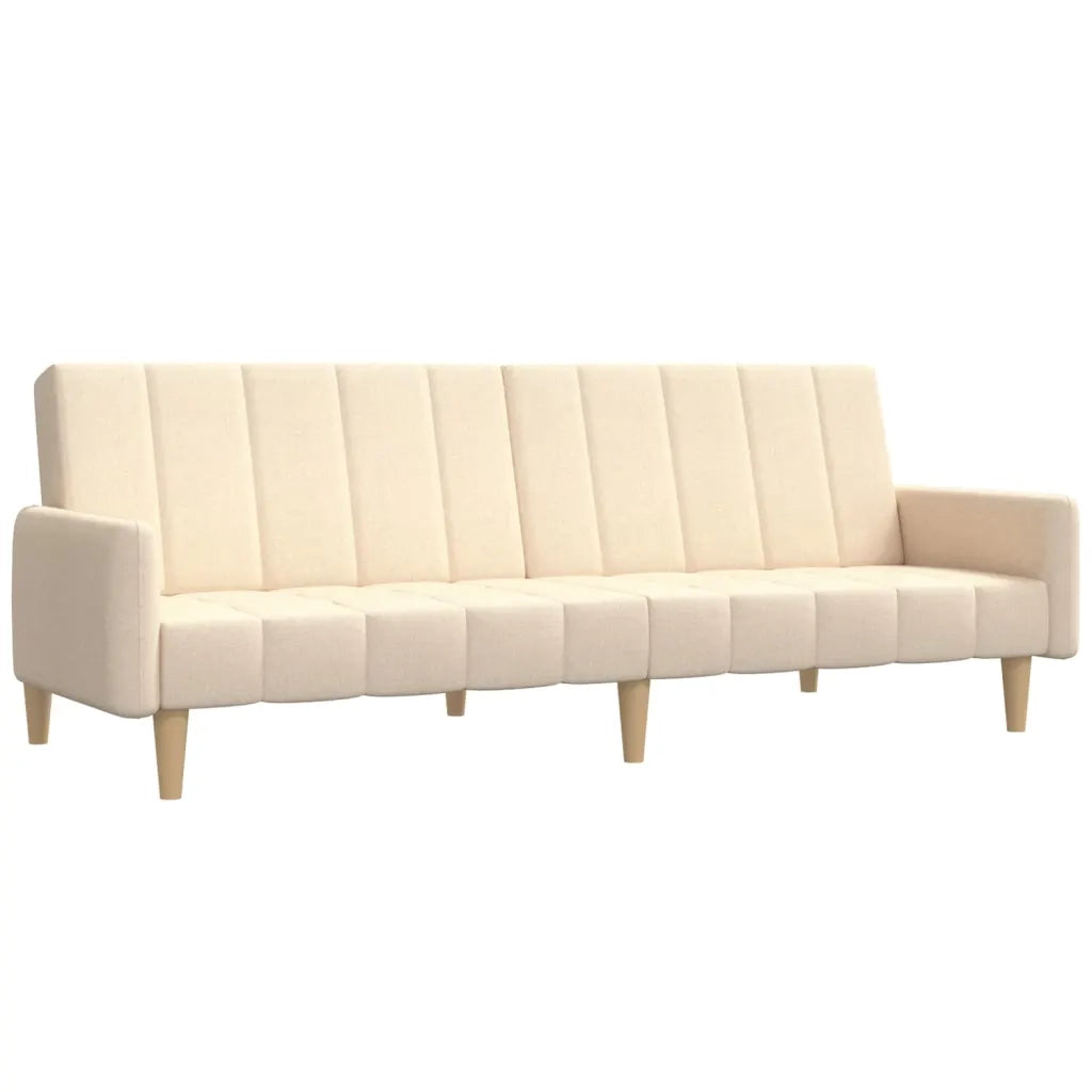 Divano Letto a 2 Posti Crema in Tessuto 375761