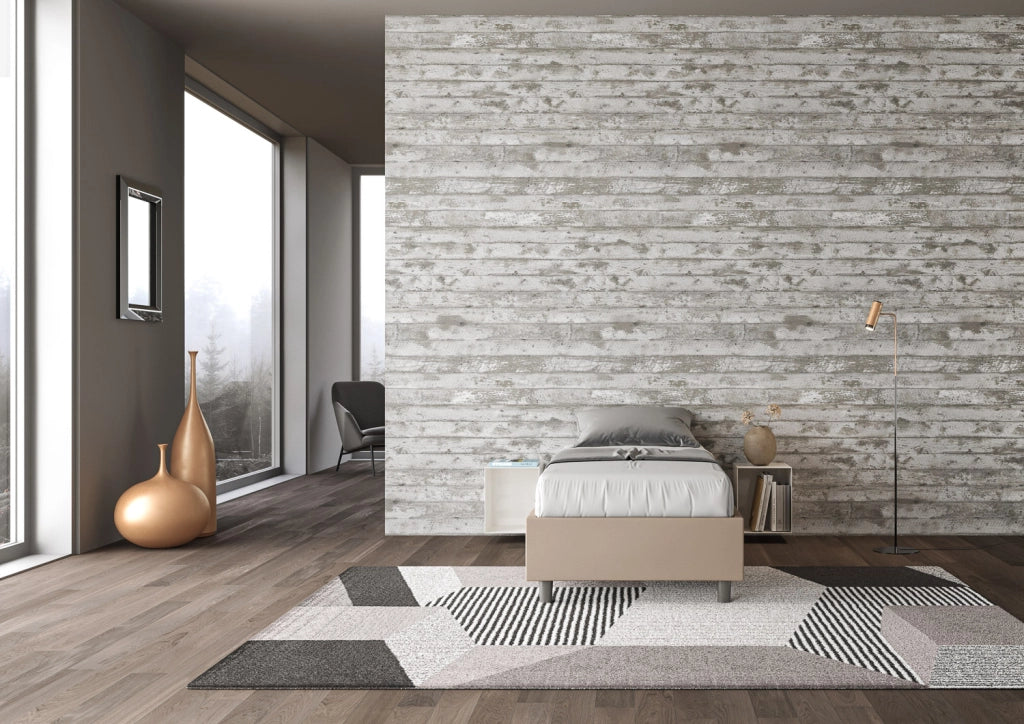 BS COM Letto singolo contenitore imbottito 80x210 similpelle tortora