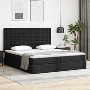 Letto con contenitore e LED Nero 200 x 200 cm Pelle sintetica