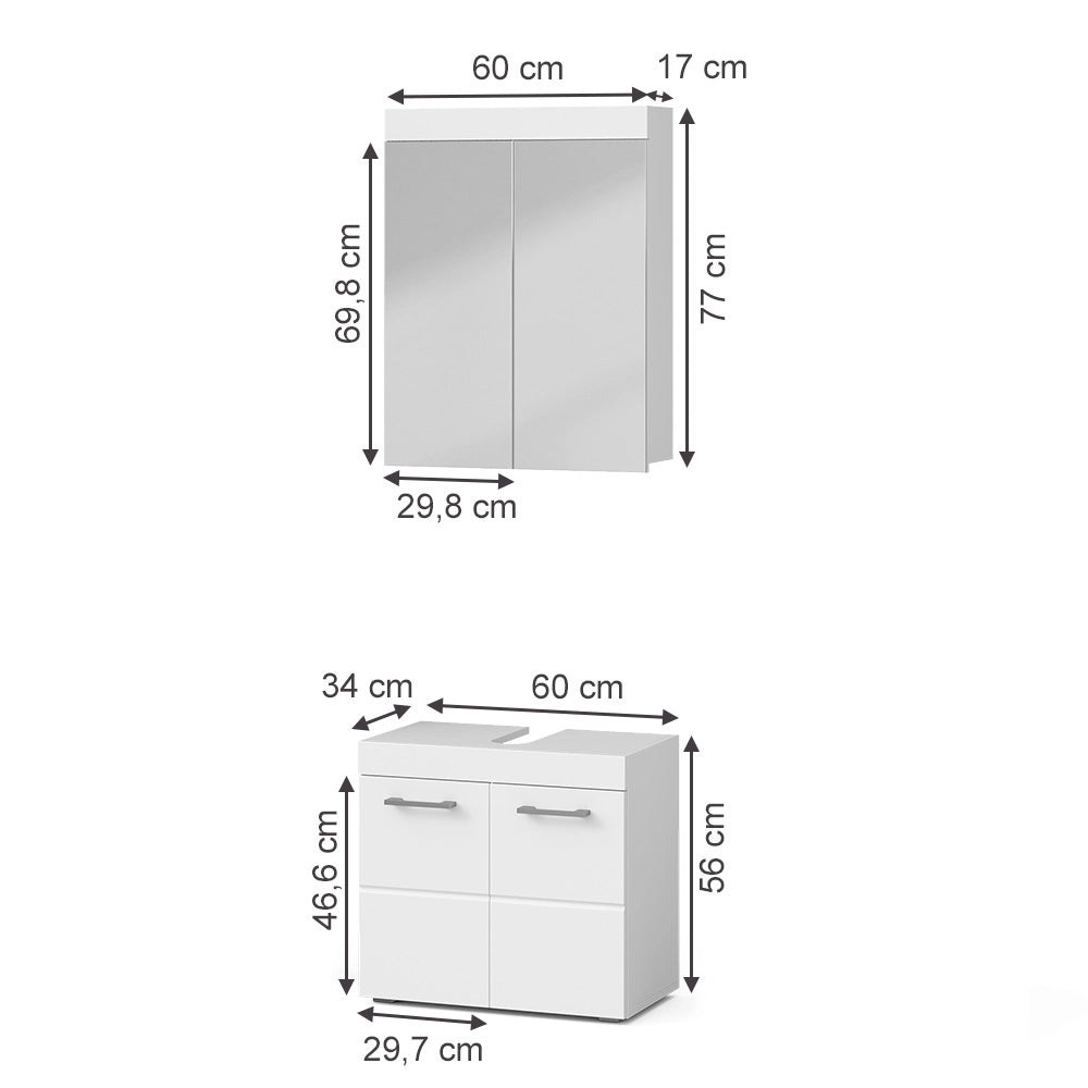 Vicco Set mobili bagno Bianco 2 parti
