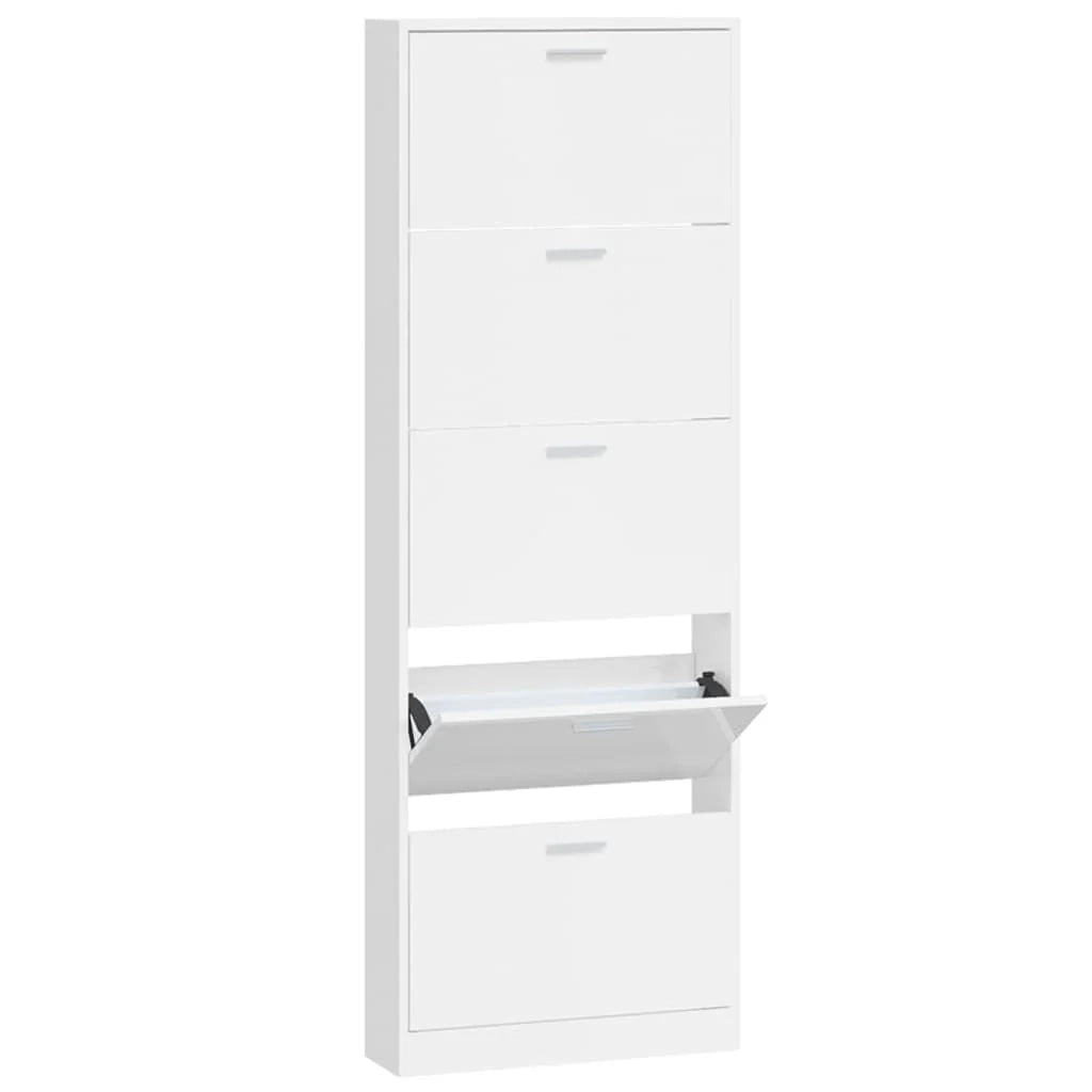 Scarpiera mobile contenitore per scarpe mobile per ingresso/corridoio/soggiorno finitura lucida 59 x 17 x 169 cm legno ingegnerizzato bianco 02_0021307