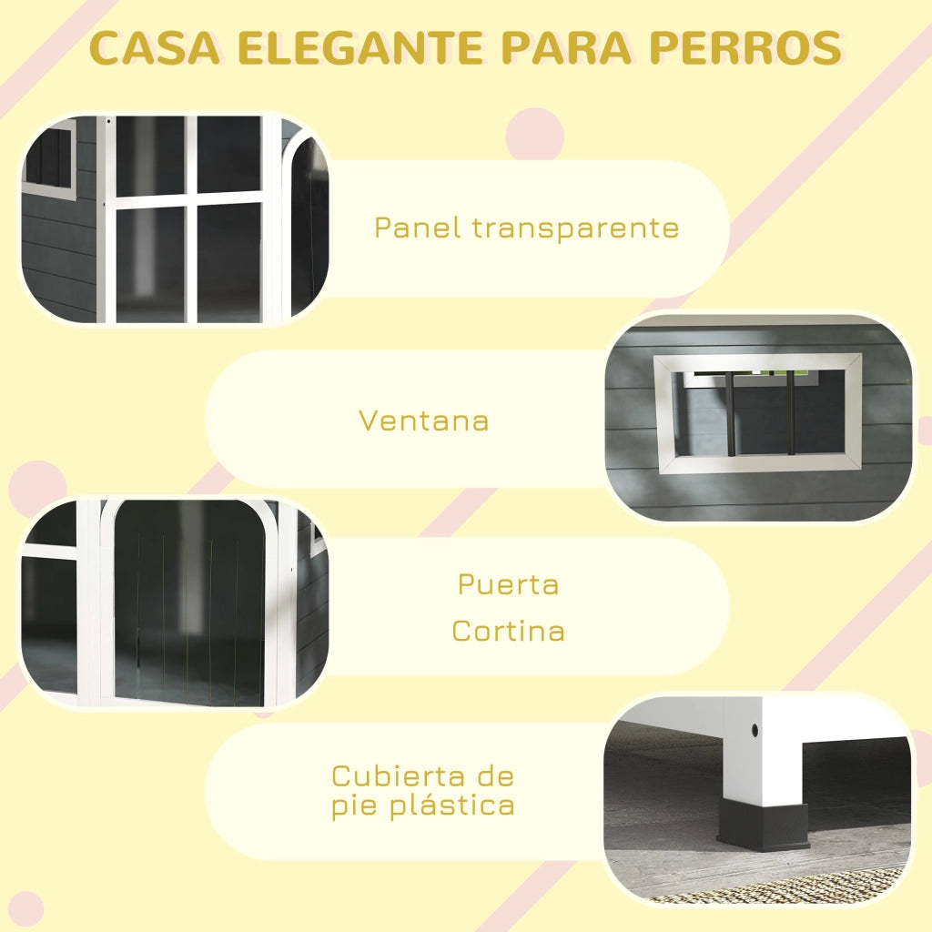 Cuccia per Cani Piccoli con Tetto Apribile in Acrilico e Fondo Rimovibile ¨C Xylo ¨C 101x66,5x70,5 cm Grigio Scuro