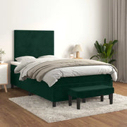 Giroletto a Molle con Materasso Verde Scuro 120x200 cm Velluto