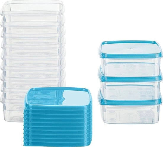 Set di 12 contenitori alimentari 0,3 l - Contenitori rettangolari a piatto per congelatore e freezer