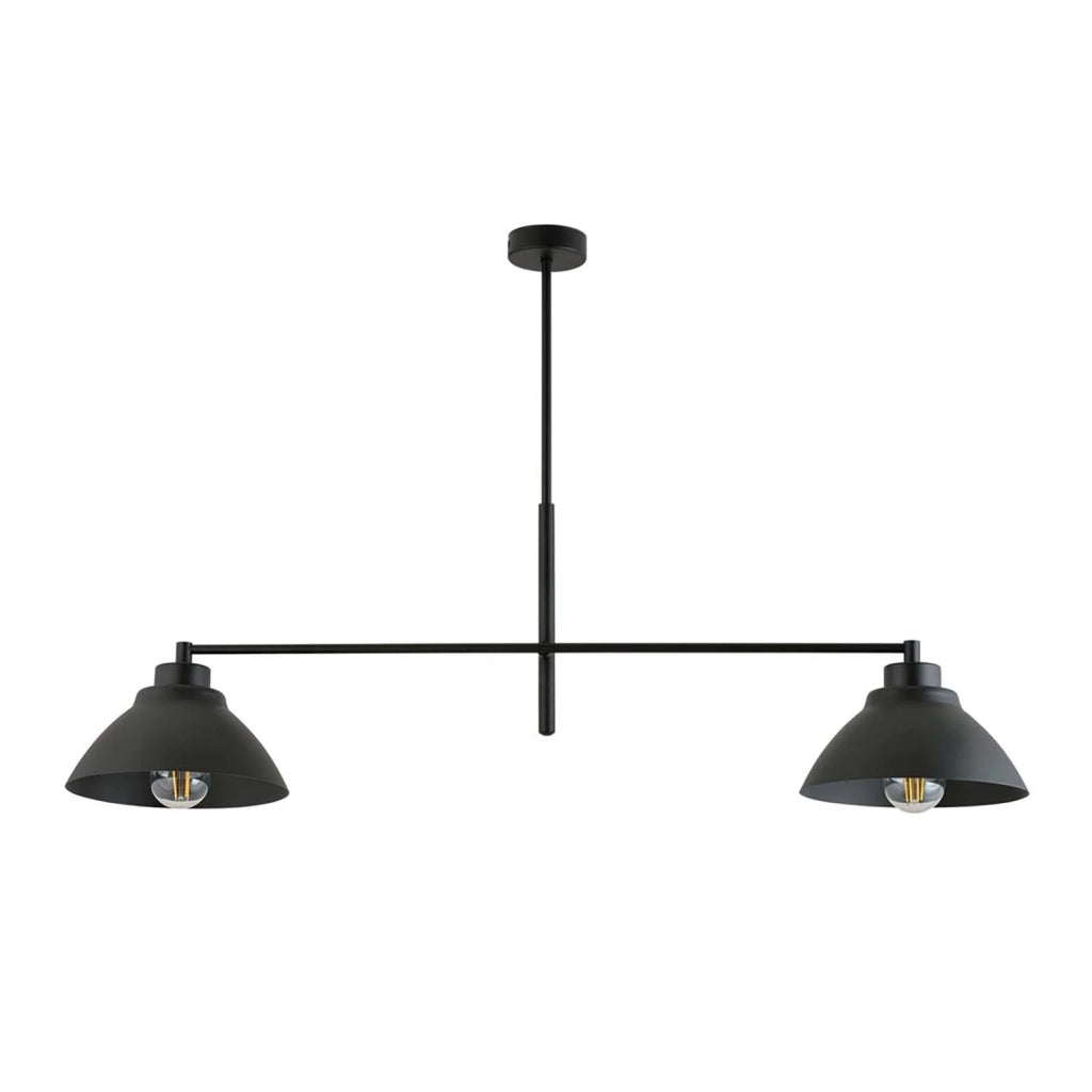 Lampadario Minimal Castore Acciaio Nero 2 Luci E27 Ip20