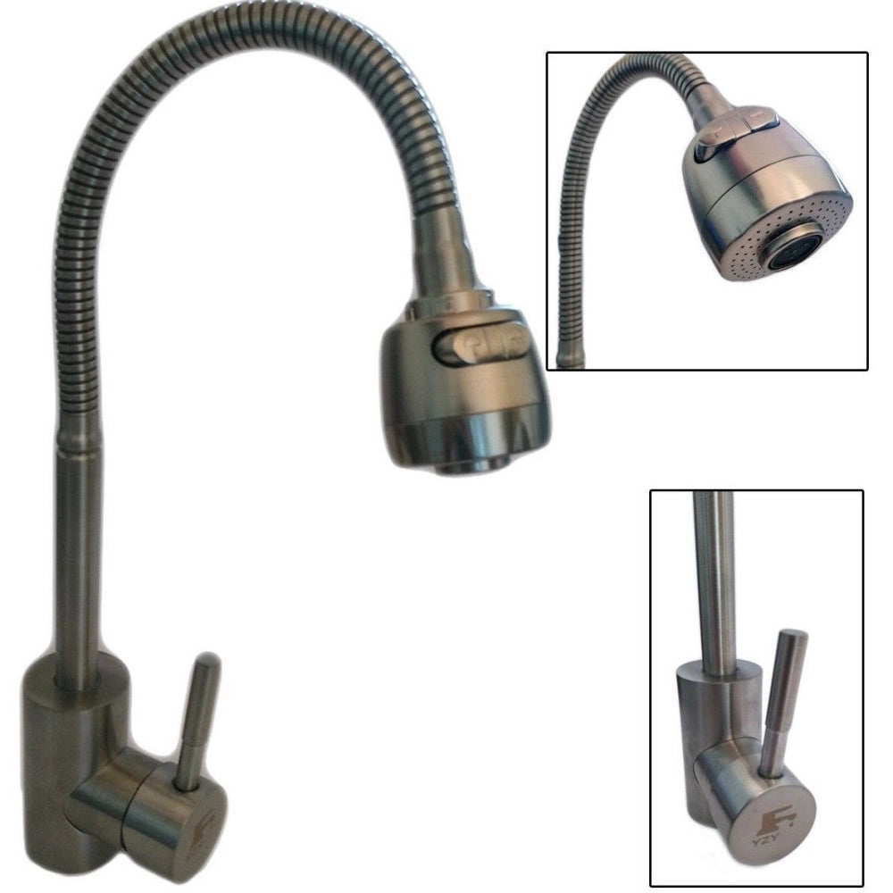 Trade Shop - Rubinetto Miscelatore Monocomando Cucina Lavello Lavabo Con Doccetta Satinato -