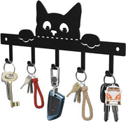 Pannello di accesso con disegno di gatto - Duraturo accessori di serrature - 5 ganci - Acciaio inossidabile - Decorazione per parete - Regalo creativo - Serratura accessorio