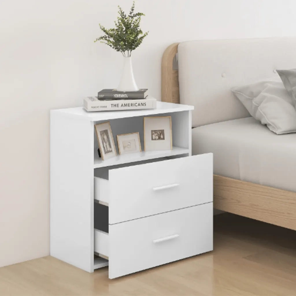 Comodini 2pz Bianchi 50x32x60 cm 803273
