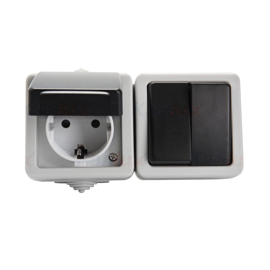 Interruttore lampada + presa Schuko IP54 Kanlux TEKNO