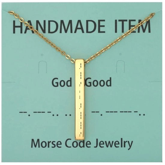 Collana a Catena Personalizzabile - Acciaio Inossidabile - Codice Morse - Gioiello per Donne - Lunga Portata - Ipoaderegeno - 44 cm Lunghezza della Catena - Accessorio di Moda