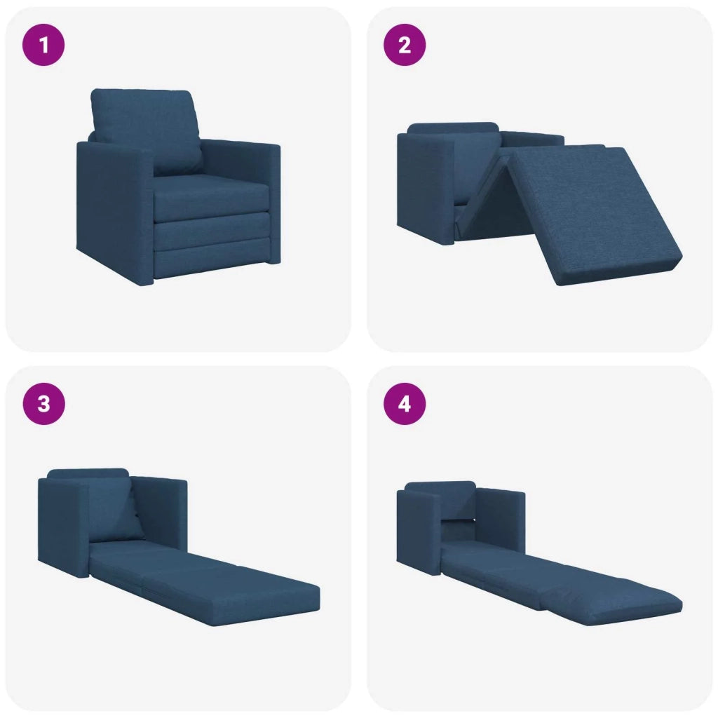 Divano letto | Sof¨¤ letto | Letto singolo Blu 74 x 77 x 81 cm Tessuto