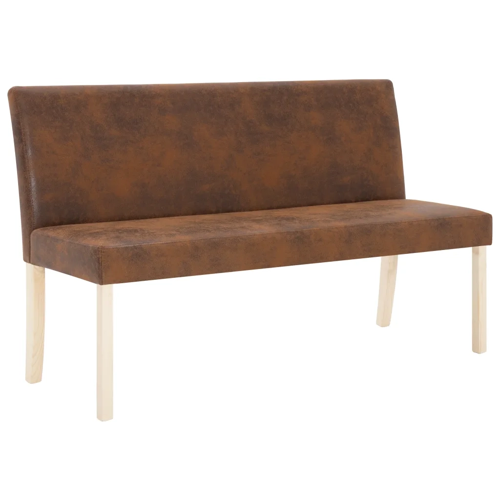 Panca-Sgabello 139,5 cm Marrone in Pelle Scamosciata Artificiale