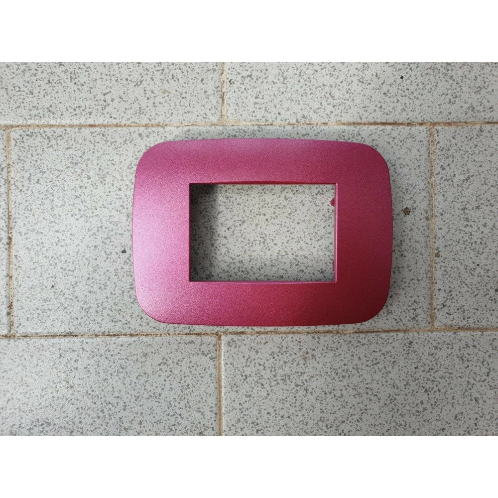 Trade Shop - Placca Placchetta Placchette Compatibili Per Serie Axolute Bticino Colorate Fori - Rosa Metallizzato -4 Fori     -