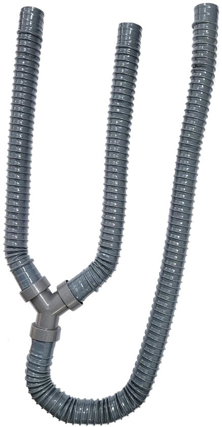 Slango di Scarico Flessibile a Doppio Uso - Materiale PVC - 3 Gomme - 2 Fermi - 80cm Slango Principale - Sfiatatore