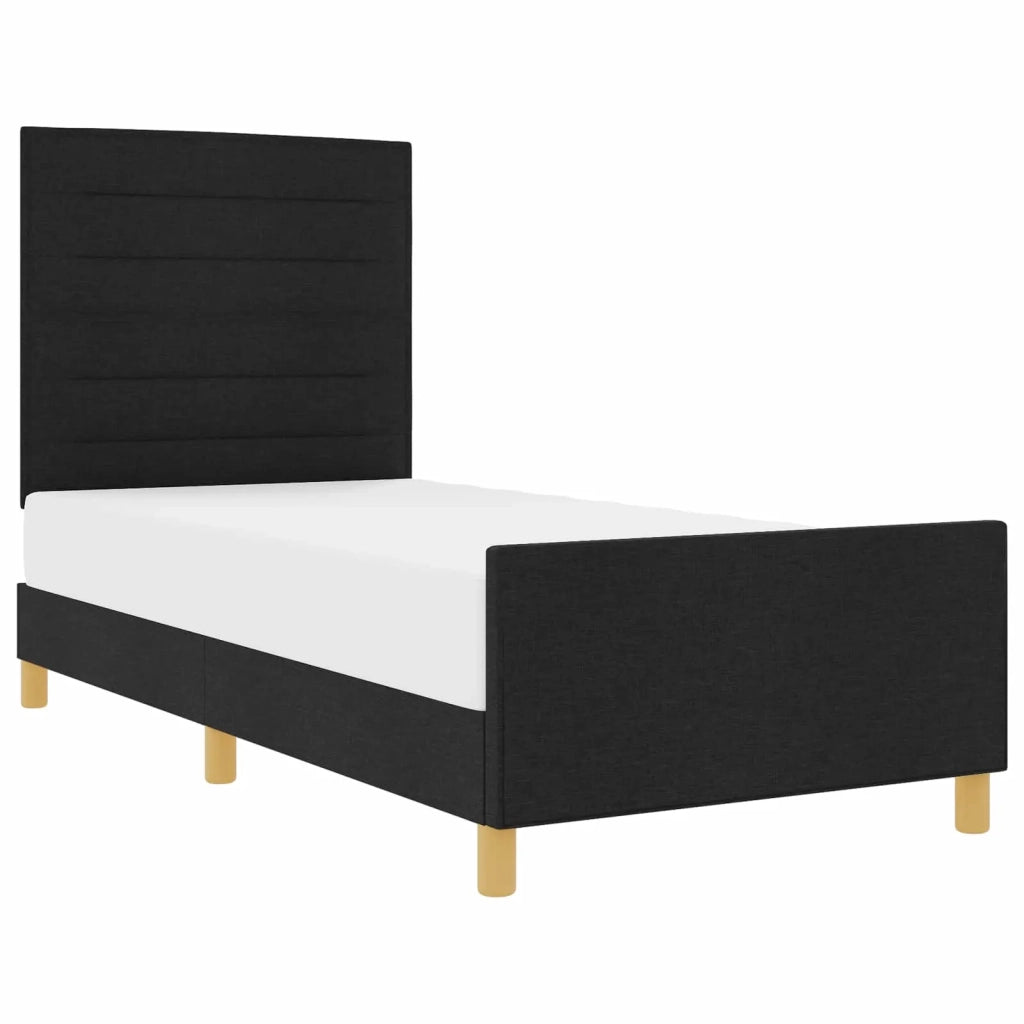 Struttura del letto con testiera Nero 90 x 190 cm Tessuto