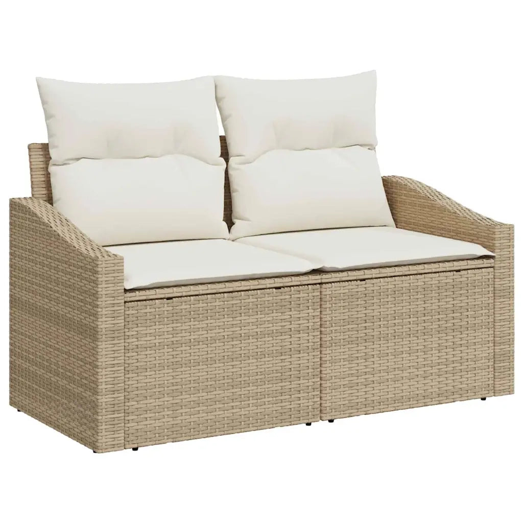 Set Divano da Giardino con cuscino 12 pcs Beige polyrattan