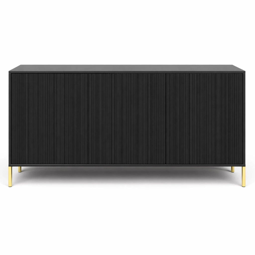 Credenza Con 3 Ante Battenti E Ripiani Interni Madia Moderna In Melaminico Con Ampio Spazio Contenitivo Per Soggiorno Sala Da Pranzo Corridoio Zona Living 154 X 38 X 80 Cm Nero