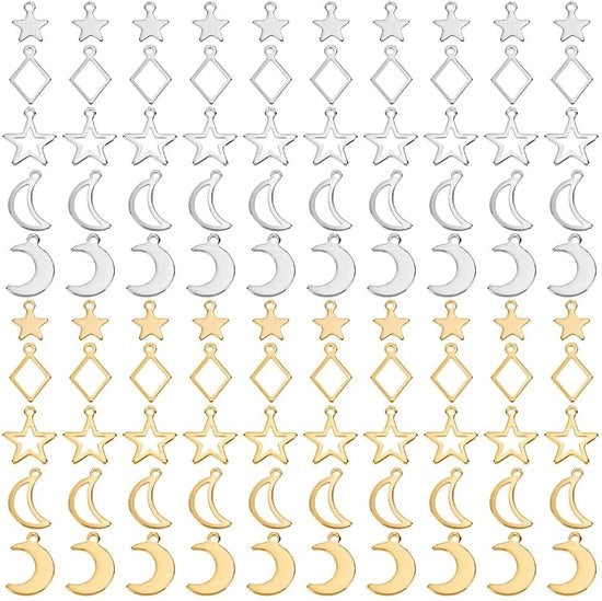 Set di 100 Cucchiai in Acciaio Inossidabile con Disegni Stella e Luna