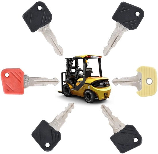 Kit di chiavi a contatto 6 pezzi - Chiavi universali - Adatto per veicoli da costruzione - Costruzione robusta - Materiale duraturo - Sicurezza e sostituzione - Chiave per forklift