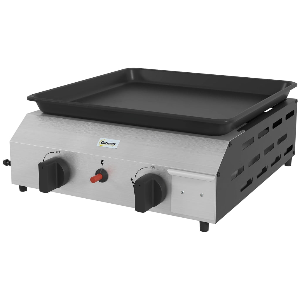 Barbecue a Gas ¨C Minimal ¨C Argento, Antiaderente, 4.8kw, 2 Bruciatori