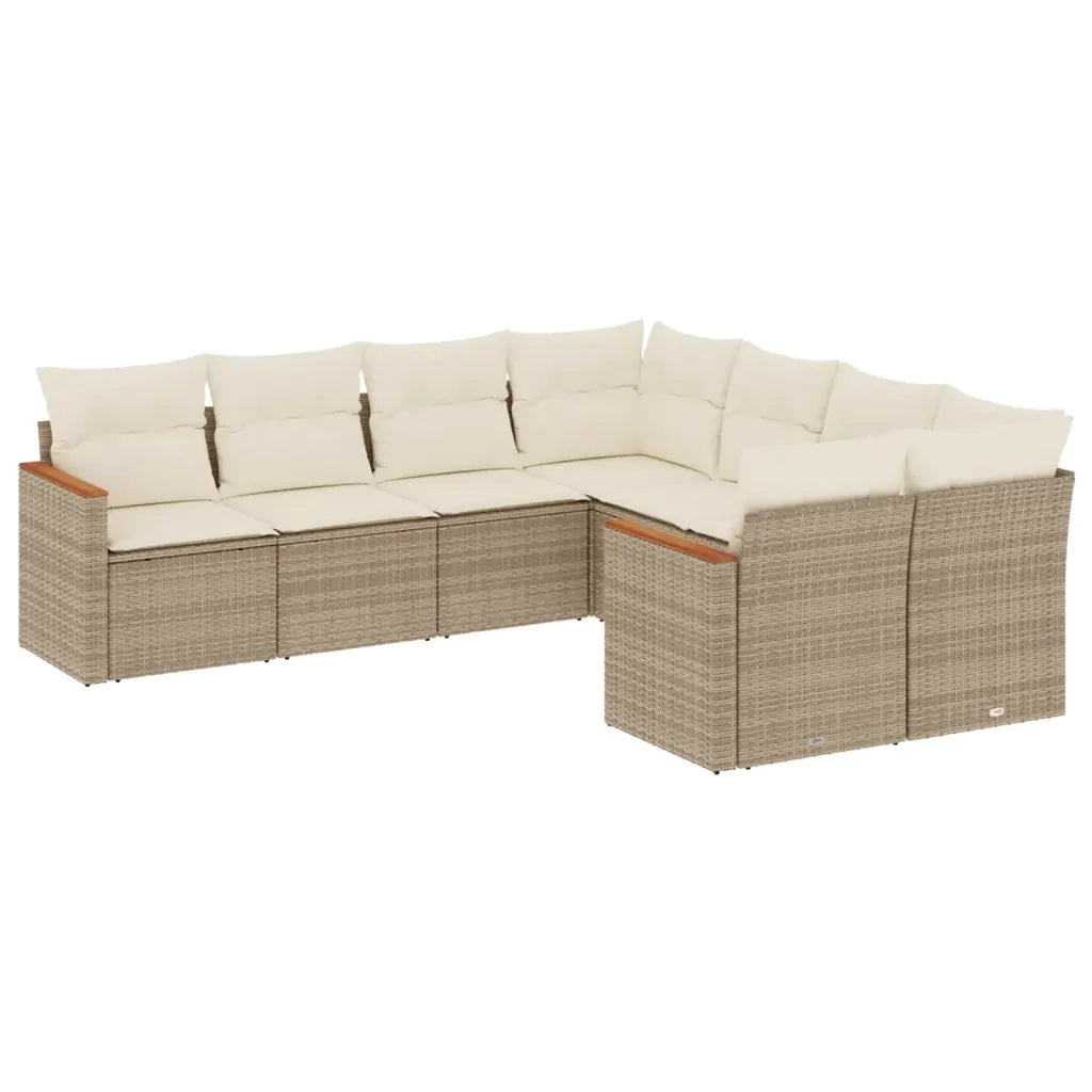 Set Divano da Giardino 8 pz con Cuscini Beige in Polyrattan 3258957