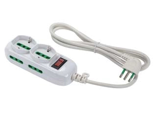 MULTIPRESA 2 BIP. + SCH. + 4 BIP.LATER. C/INTER. LINEA RETAIL BIANCA- - bianca 474144 - 12 pezzi FANTON