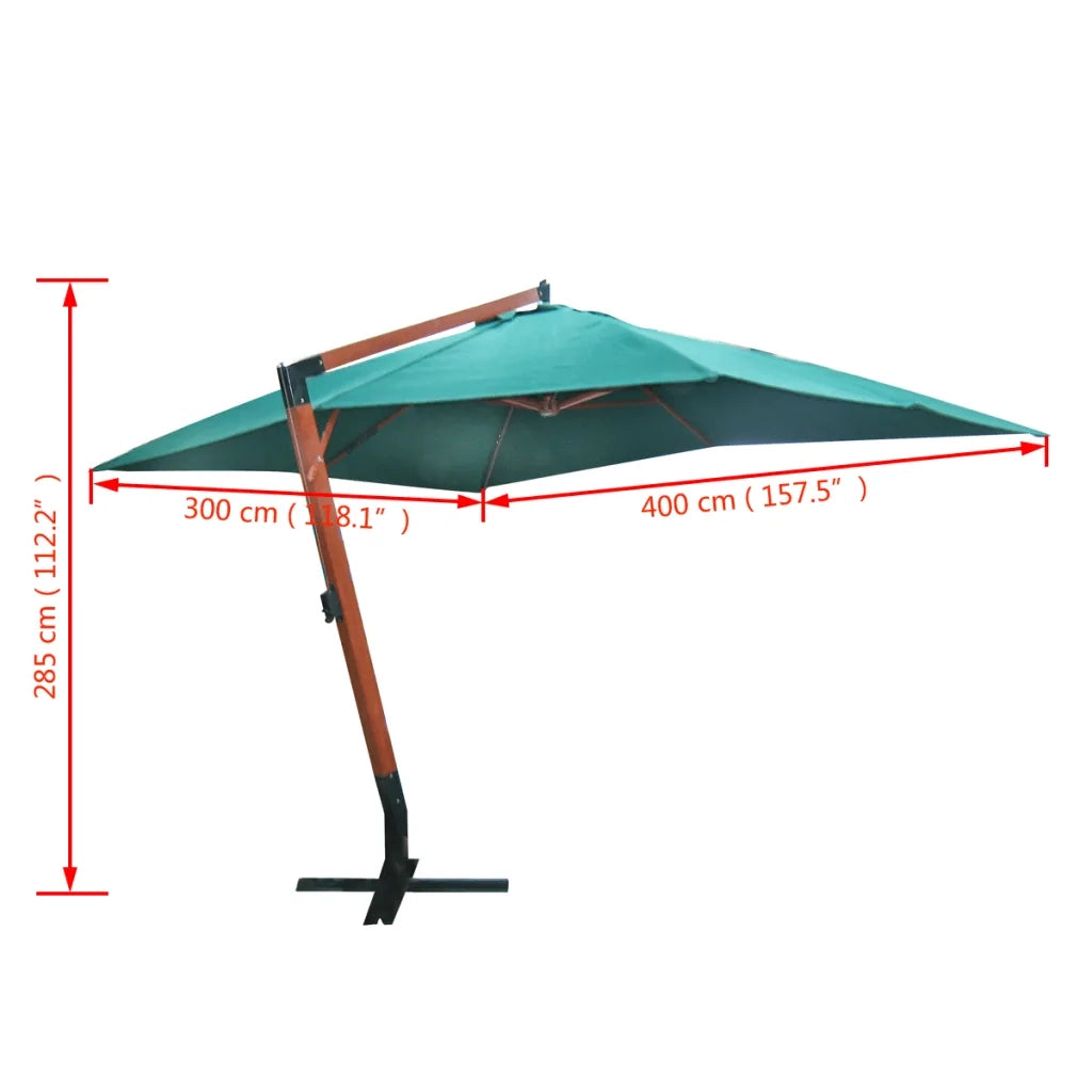 Ombrellone a Sbalzo Melia 300 x 400 cm Verde 40079