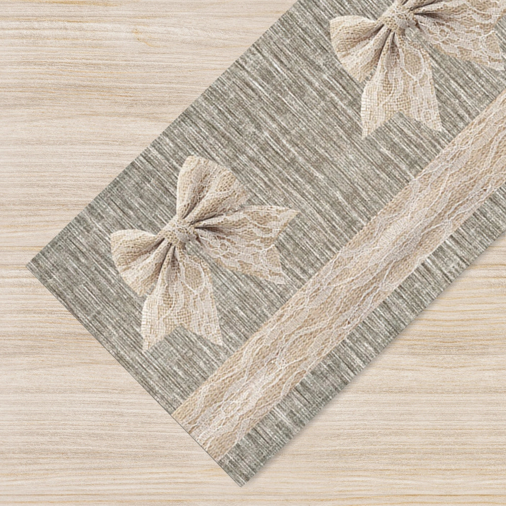Tappeto passatoia fantasia made in Italy antiscivolo lavabile aderente FioccoBeige - 50x300 cm