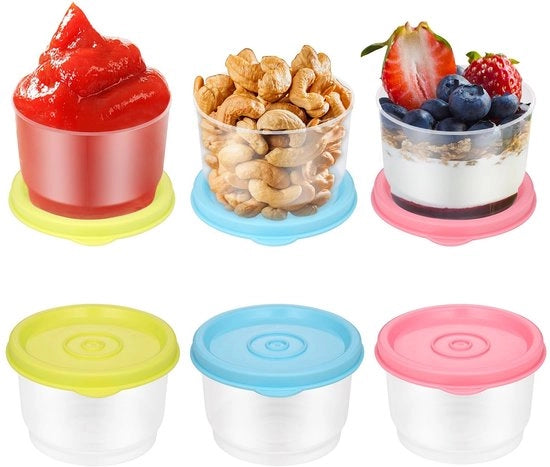 Set di contenitori per alimenti 6 pezzi - Mini set di scatole in plastica - 160 ml - Erettore - BPA libero - Materiale alimentare sicuro - Set di scatole di archiviazione