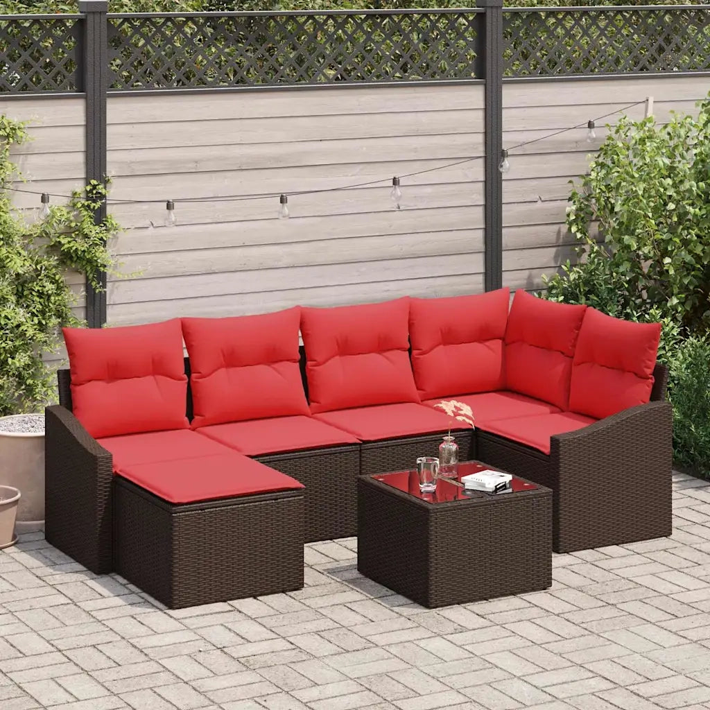 Set di divani 7 pz Marrone polyrattan 3346804