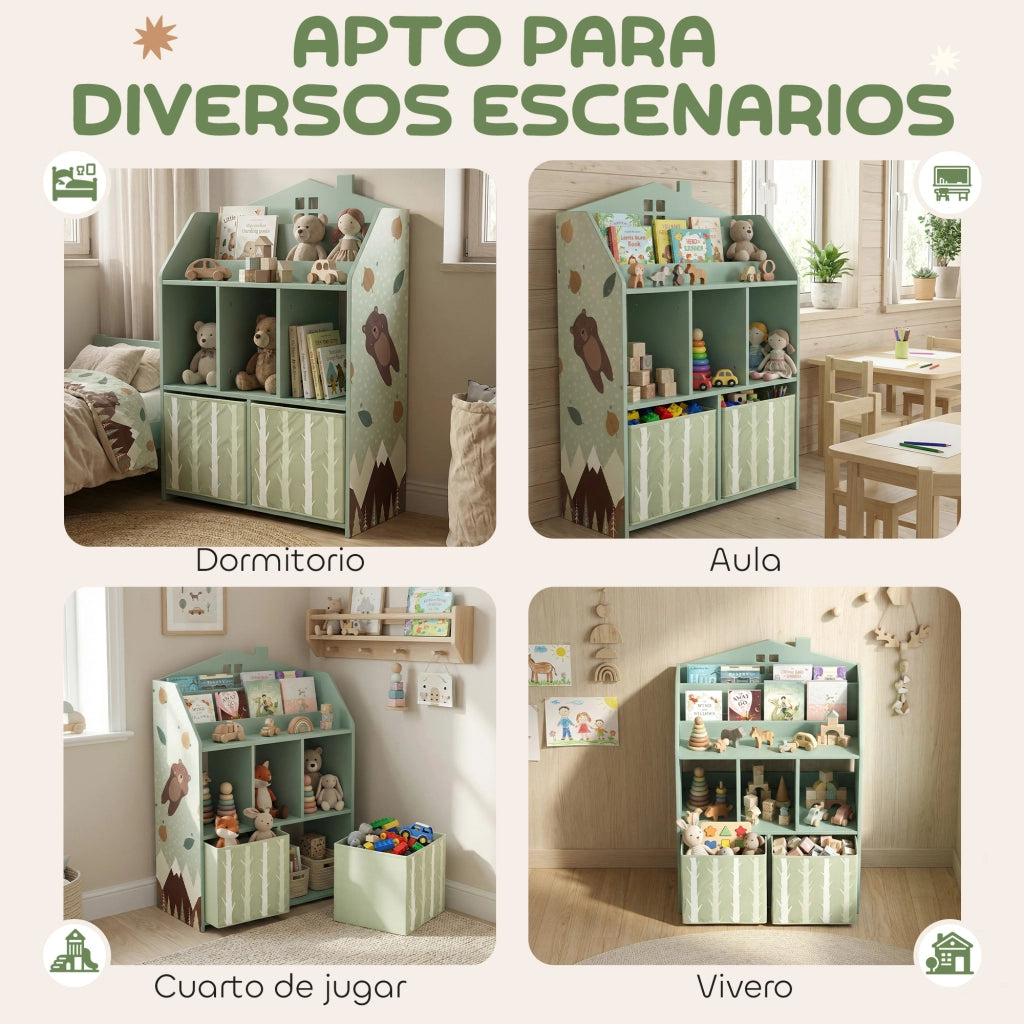 Scaffale per giocattoli bambini con cassetti ¨C Minimal ¨C verde