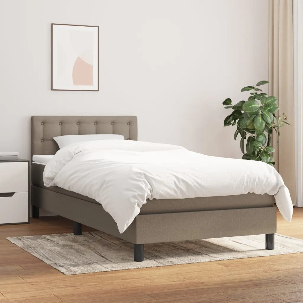 Letto singolo | Letto per adulti | Giroletto a Molle con Materasso Tortora 100x200 cm in Tessuto