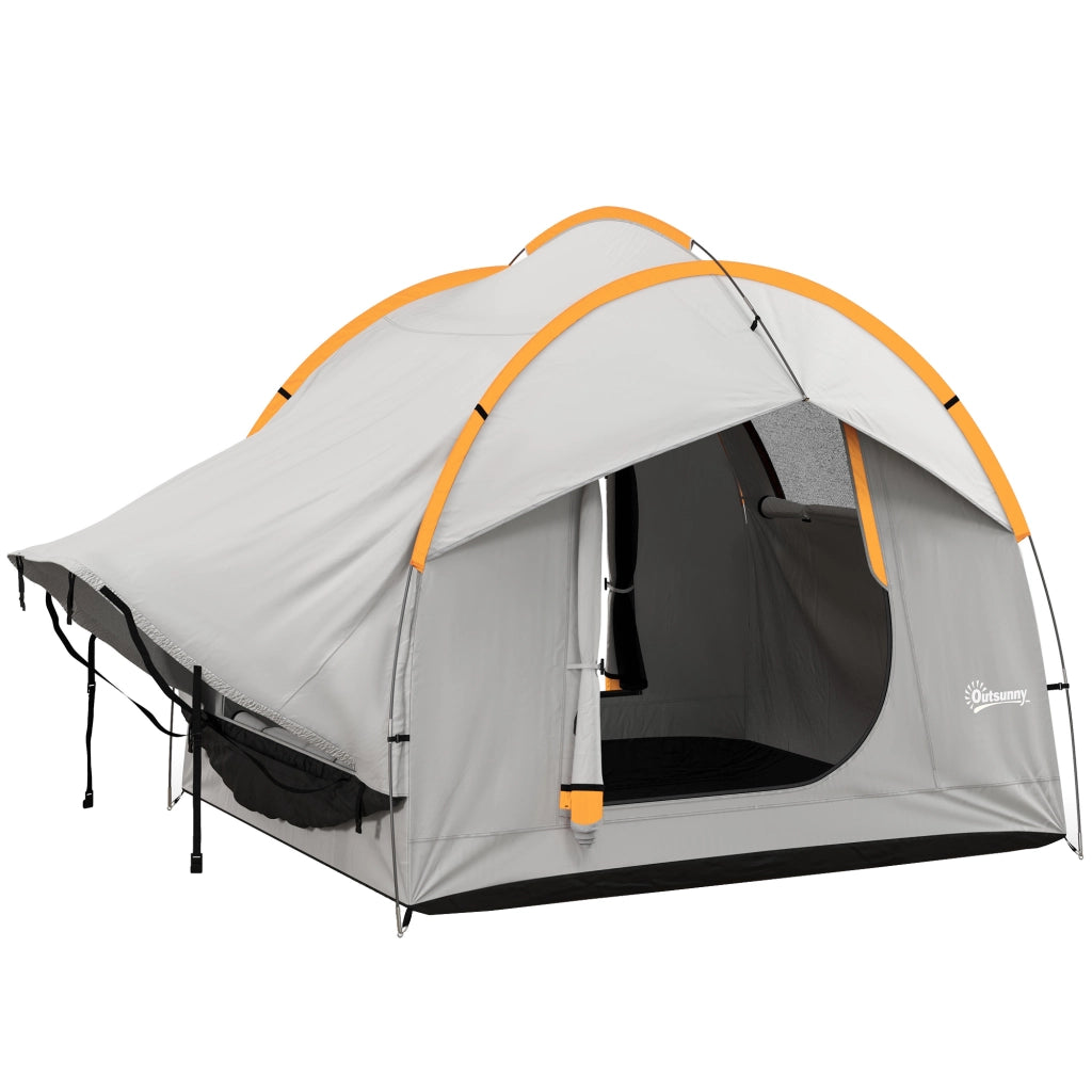 Tenda per Auto Impermeabile 3 Porte ¨C Minimal ¨C Grigio e Arancione 239x210x210 cm