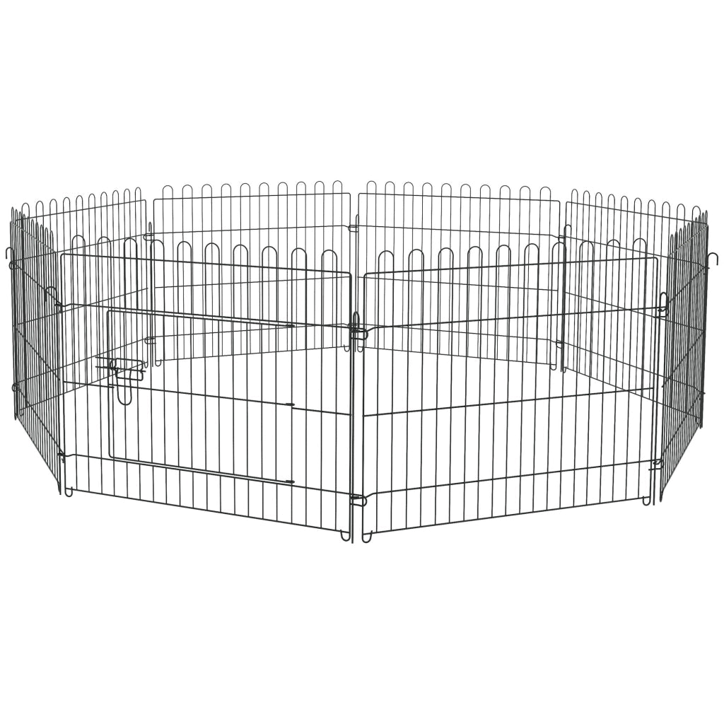 Recinto per Cani 8 Pannelli ¨C Xylo ¨C Acciaio Nero ?180x61 cm Interno Esterno