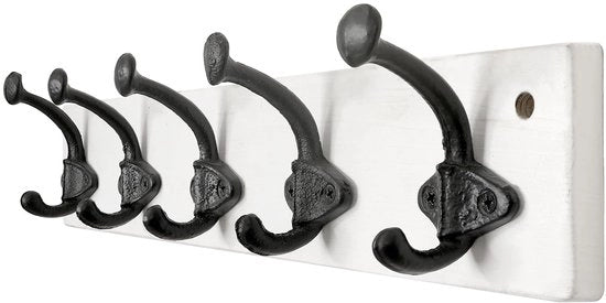 Hanger per cappe rustiche - stile vintage - 5 pezzi - bianco - ghisa