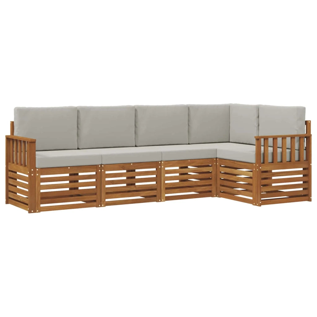 Set divano sezionale con cuscino 5 pcs Grigio Naturale e Chiaro 3374801