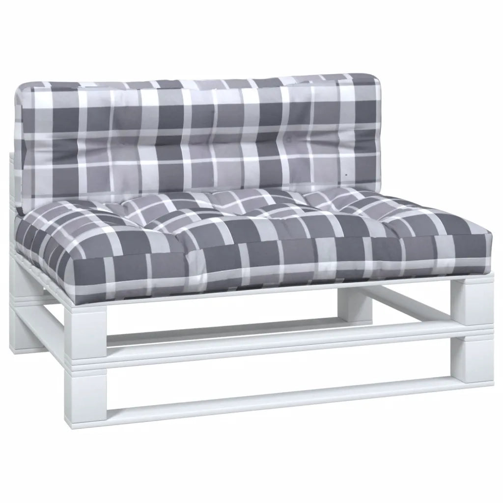 Cuscini per Pallet 2 pz Grigi a Quadri in Tessuto 360747