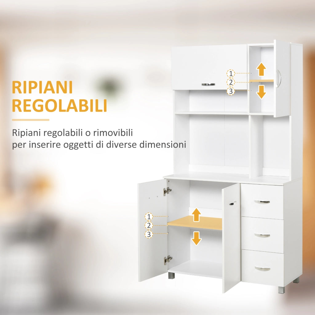 Credenza con Cassetti e Ripiani Aperti ¨C Minimal ¨C Bianco 100x39.5x183.5cm