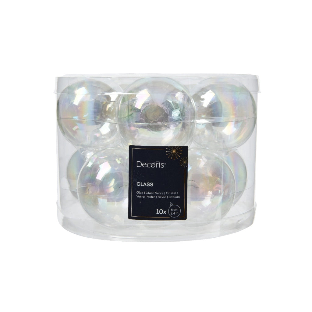 Box 10 Palline Vt trasp/iridesc d6cm