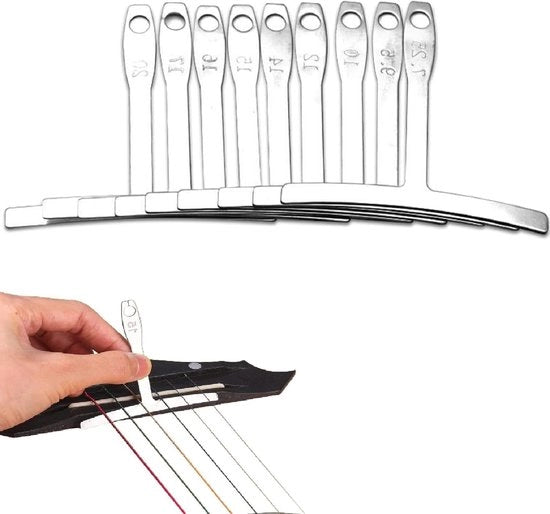 Set di misuratori di raggio - 9 pezzi strumenti di misurazione di raggio per chitarra, basso, ponte, tastiera e zoccolo