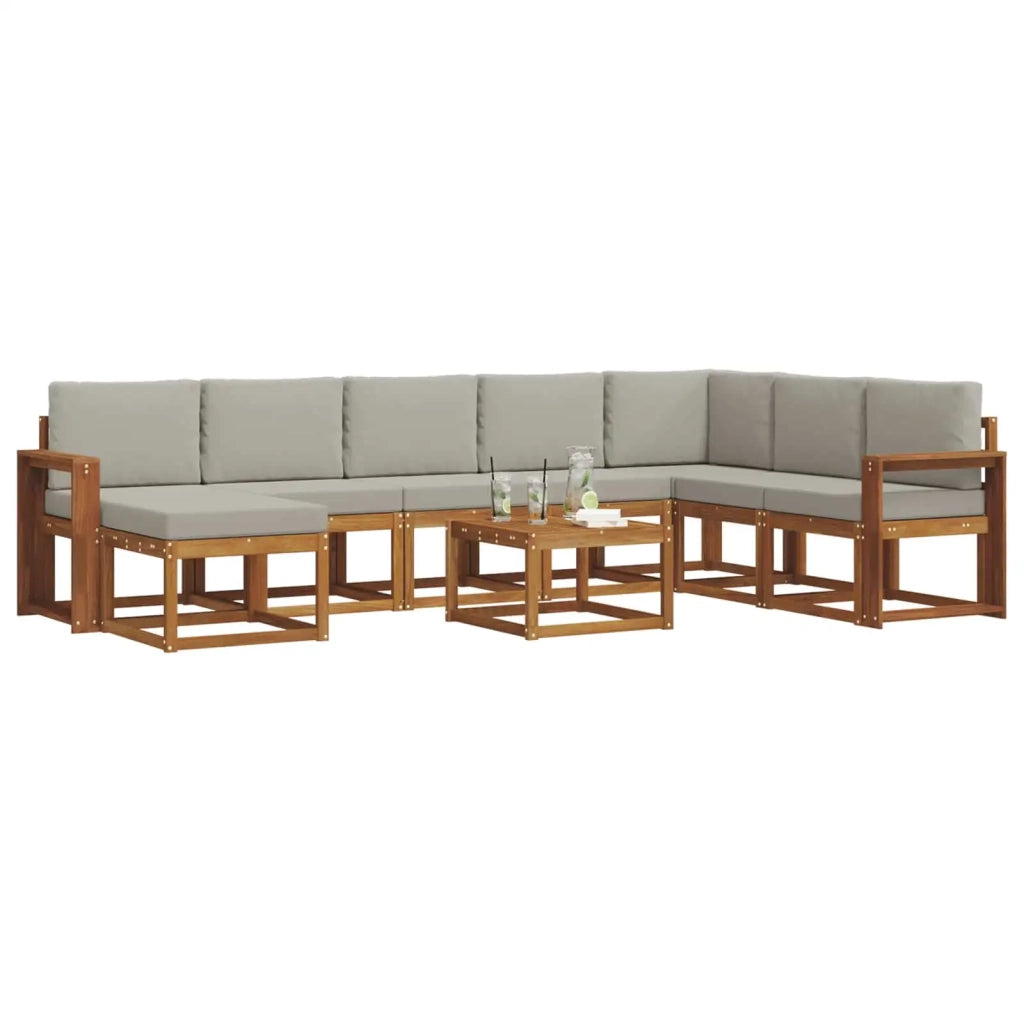 Set di divani da esterno 9 pcs Grigio Naturale e Chiaro 3366854