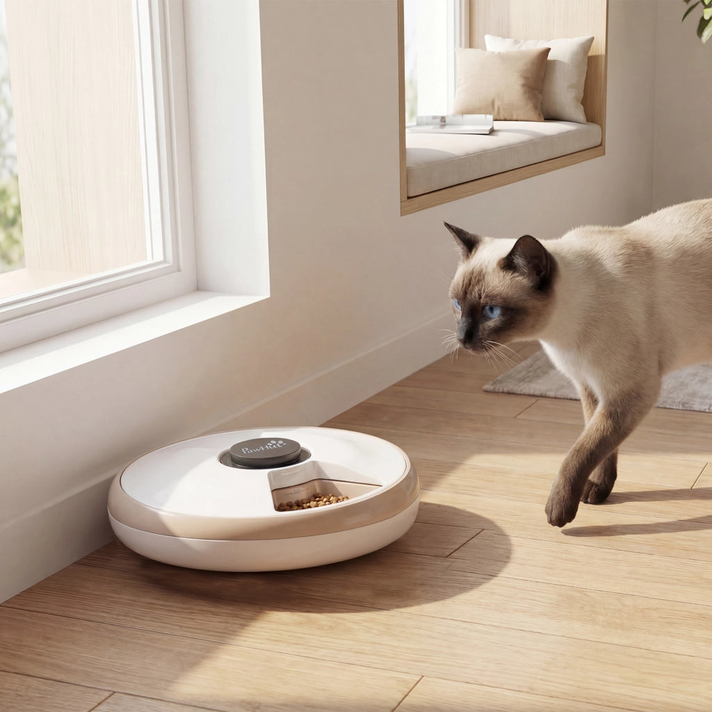 Dispenser Automatico Cibo per Gatti e Cani ¨C Minimal ¨C 6 Ciotole Timer LED