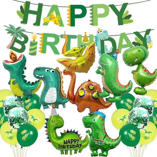 Decorazioni per Festa di Compleanno - Set di Dinosauri - Decorazione per Festa - Bambini - Palloncini - Giungla - 27 pezzi - Kunststof di Alta Qualità