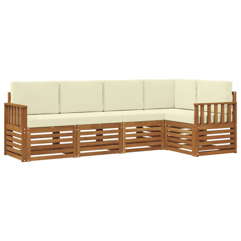Set divano sezionale con cuscino 5 pcs Naturale e Crema 3374800