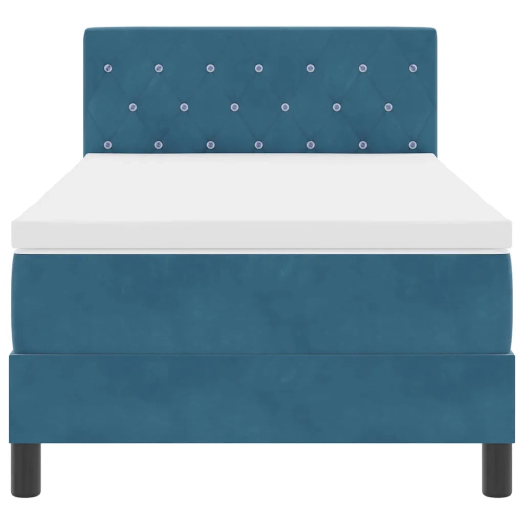 Letto a molle con materasso Blu Scuro 90 x 200 cm Velluto 3339084