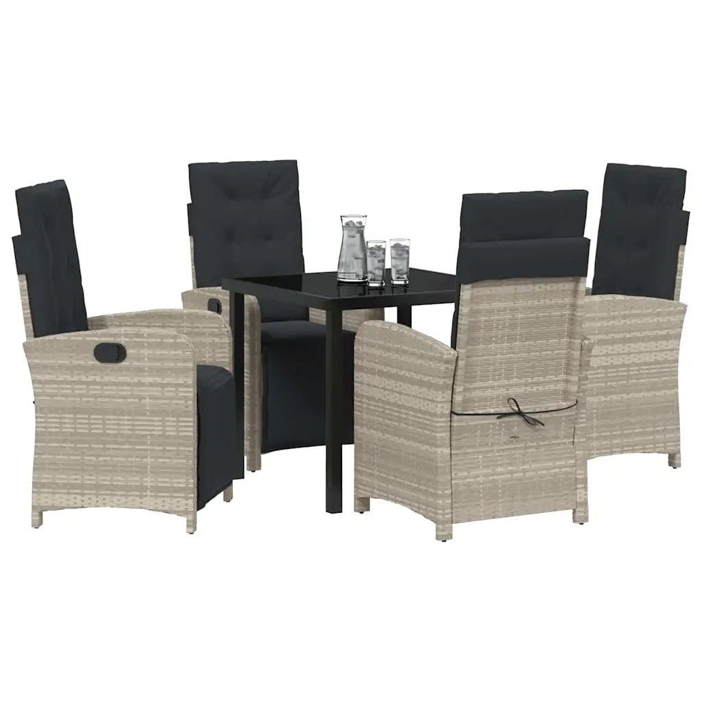 Set da Pranzo per Giardino 5 pcs Grigio chiaro polyrattan