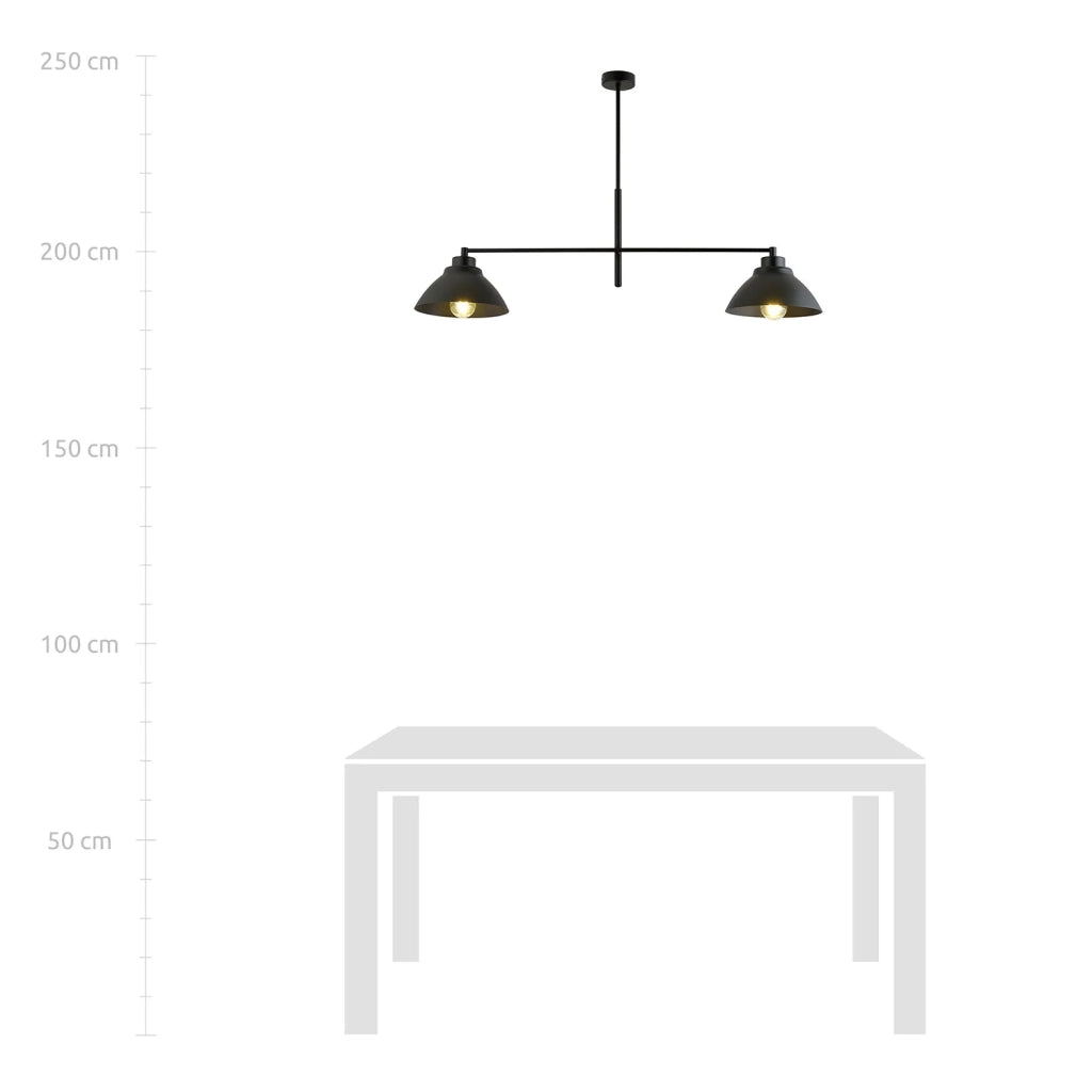 Lampadario Minimal Castore Acciaio Nero 2 Luci E27 Ip20