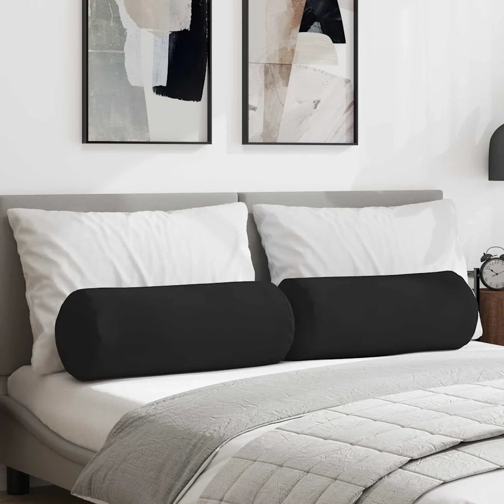 Cuscini a rullo 2 pcs Nero Ø 25 x 70 cm Tessuto in Microfibra 42014343